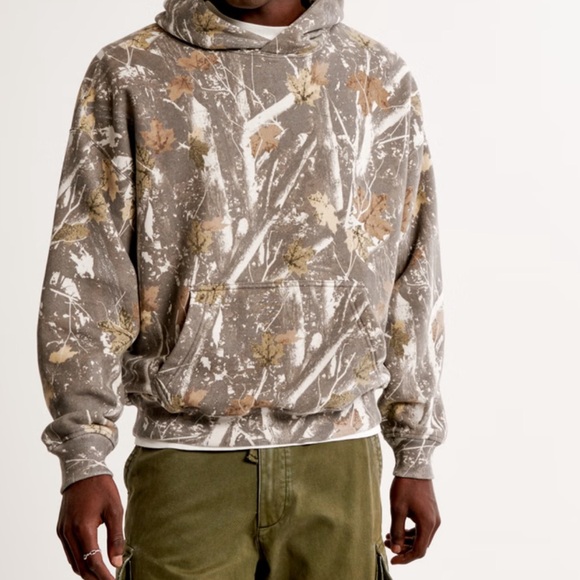 Abercrombie Essential Popover Hoodie grey camo - Picture 2 of 3